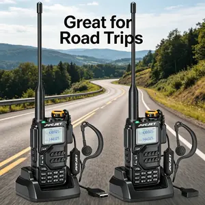 JUCJET UV-K5 Dual Band Walkie Talkie Long Range, Heavy Duty Two Way Radio with Flashlight, Outdoor Camping Essentials & Hiking Gear, Portable 200 Channel Handheld Ham Radio for Family Road Trip Emergency Comms (1 Pack)