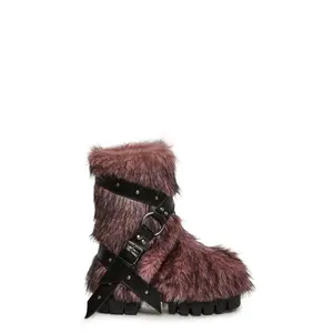 Low Wild Instincts Faux Fur Combat Boots - Pink