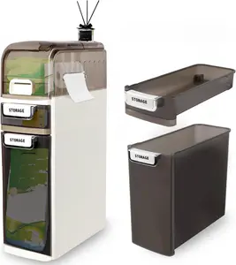 3 Tier Standing Storage Cabinet with Drawers, Removable Rollers, Large Capacity Design, Slim Bathroom Storage for Tight Spaces