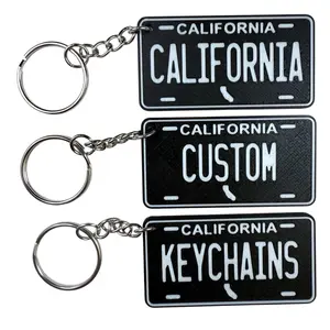 CALIFORNIA Custom Keychain Mini License Plate Design Keychains – Personalized with Your Last Name, First Name, City, State or Phrase – Durable PLA Plastic with 3D Embossed Detail – The Golden State Gift – Fast U.S. Shipping