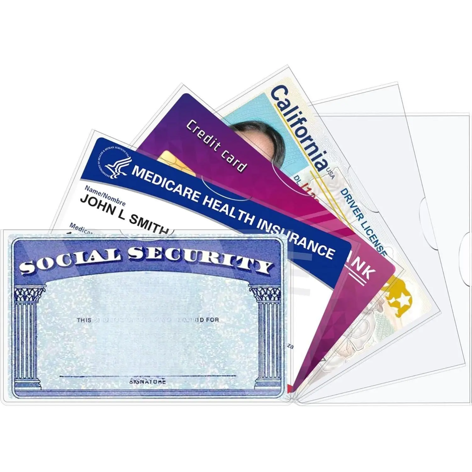 6-Pack Card Protectors, 24 Mil Thick Waterproof PVC Sleeves, Soft Transparent Holders for Social Security, Credit & Business Cards, Credit Cards