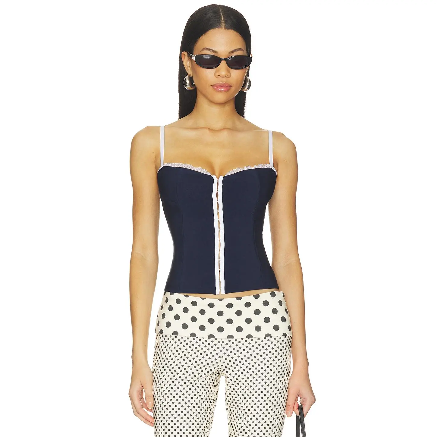 Bella Venice x REVOLVE The Caroline Corset in Navy With White Trim