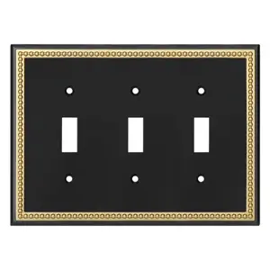 Harmon Black and Brushed Gold Triple Toggle Decorative Switchplate Cover