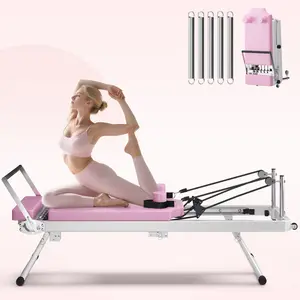 Pilates reformer: aerobic fat-burning, 11-level resistance for strength, free springs, comfy design—loses weight, boosts strength, relieves stress, improves posture.