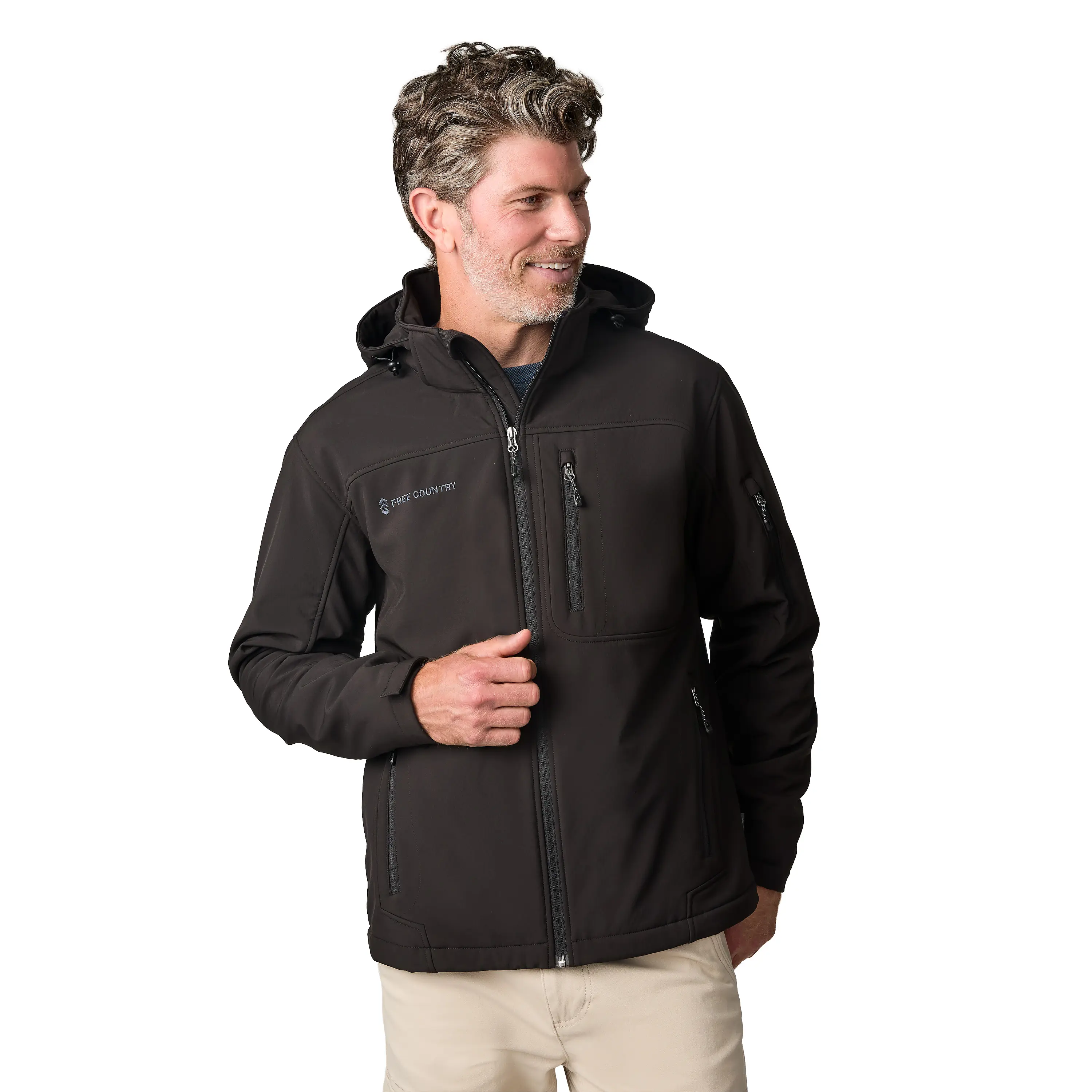 Free Country Men's Odyssey II Flex Super Softshell® Jacket, Detachable Hood, Four-Way Stretch