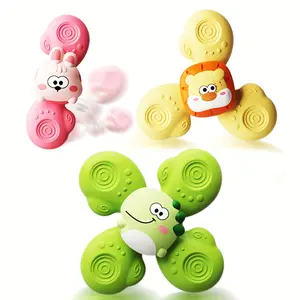 3pcs Suction Cup Spinning Top Toys, Suction Spinner Toys For Babies, Window Suction Toys For Baby High Chair Tray Bath Table Airplane Travel, Sensory Toys, Halloween, Christmas, Thanksgiving Day gift