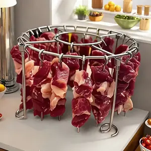 Stainless Steel Air Fryer Rack, / Vertical Skewer Rack, Easy Cleaning Baking Tray for Chicken, Beef and Vegetable, Outdoor Barbecue Tool