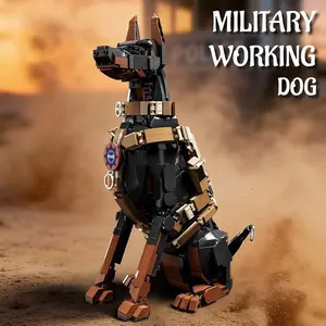 1376+ Piece Doberman Police Dog Building Block Set Movie Puppy Animal Theme Desktop Display Home Decor Educational Puzzle Toy Perfect Gift for Animal Lovers Valentine's Day, Christmas, New Year Toy Gift