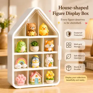 Cute Wall Mounted Display Shelf for Mini Figures | Dustproof Blind Box Organizer Case | Toy Storage Rack for Bedroom White