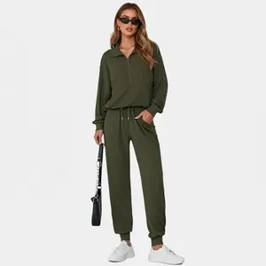 TFNOSIZE Women's Long Sleeve Jogger Set Fashion Half-Zip Pullover Tracksuit#TikTokShopStockUp
