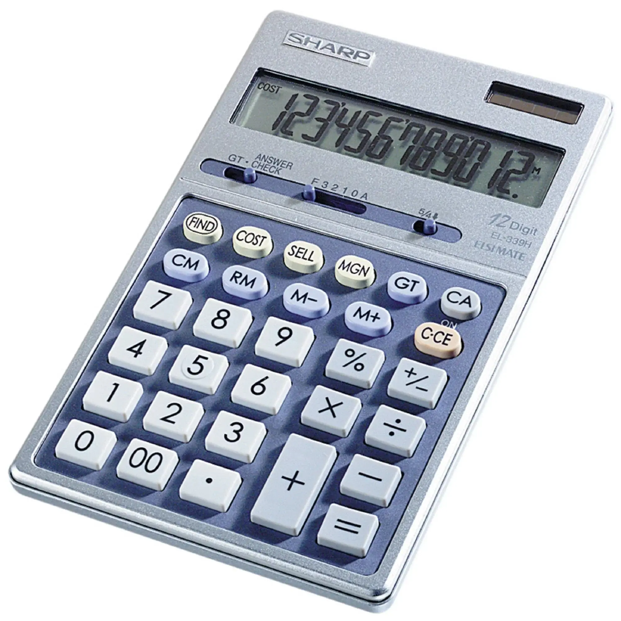 Sharp 12-Digit Executive Business Calculator - Extra-Large Angled LCD Display, Metal Case, 4-Key Memory, Answer Check, Automatic Power-Down, Cost/Sell/Margin Keys, Grand Total Function, Selectable Decimal & Rounding Switches, Office Accounting Supply, Mar