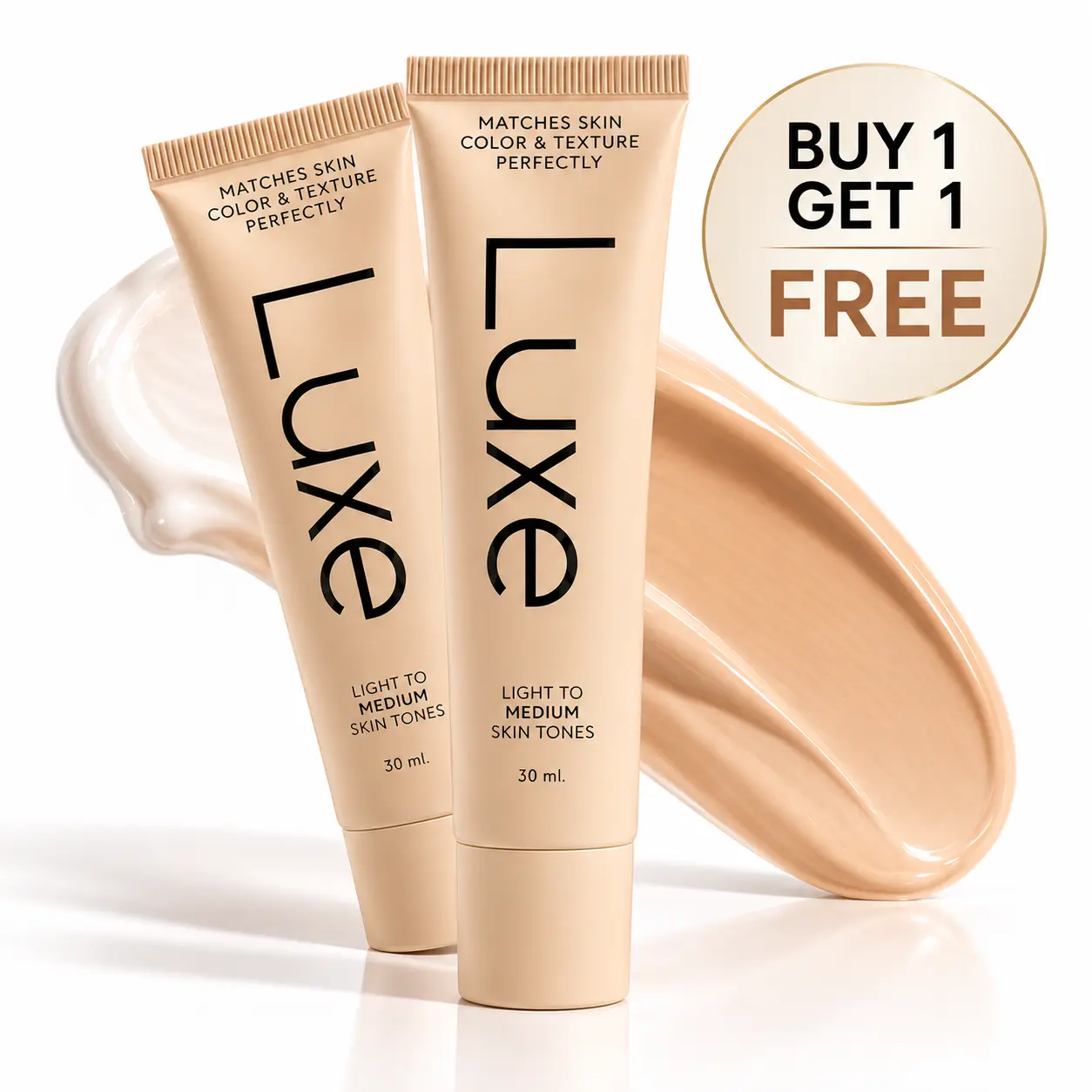 Buy 1 Get 1 Free Sohochic Luxe Color Changing Cosmetic Foundation & Concealer - 30ml, Lightweight, 12-Hour Long-Lasting Wear, Buildable Coverage, Matches Light and Medium Skin Tones, Paraben-Free, All Types, No Makeup Look Concealer & Foundation