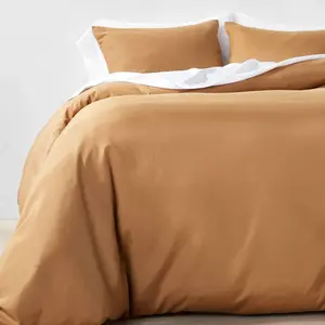 3pc Full/Queen Lyocell Cotton Blend Duvet & Sham Set Warm Brown - Casaluna: Woven Texture, OEKO-TEX Certified