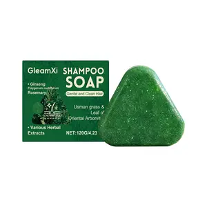 Herbal Shampoo Bar Natural Hair Care Solid Shampoo, containing ginseng, rosemary, and Polygonum multiflorum, gently cleanses the scalp. Suitable for both men and women, eco-friendly hair care, 4.23 oz