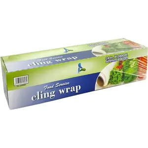 Clear Plastic Cling Wrap for , Standard 24" X2000ft Bulk Commercial  Wrap With Serrated ,  Service, , Freezer Safe