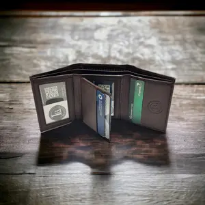 Mens RFID Blocking Hunter Leather Credit Card ID Trifold Wallet