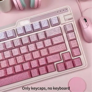 Pink Side Printed Keycaps PBT Doubleshot OEM Profile Keycap Set for Aula F87 Pro Varmilo X87 Mechanical Keyboards Durable Stylish Compatible with Various Keyboards Gaming Accessories
