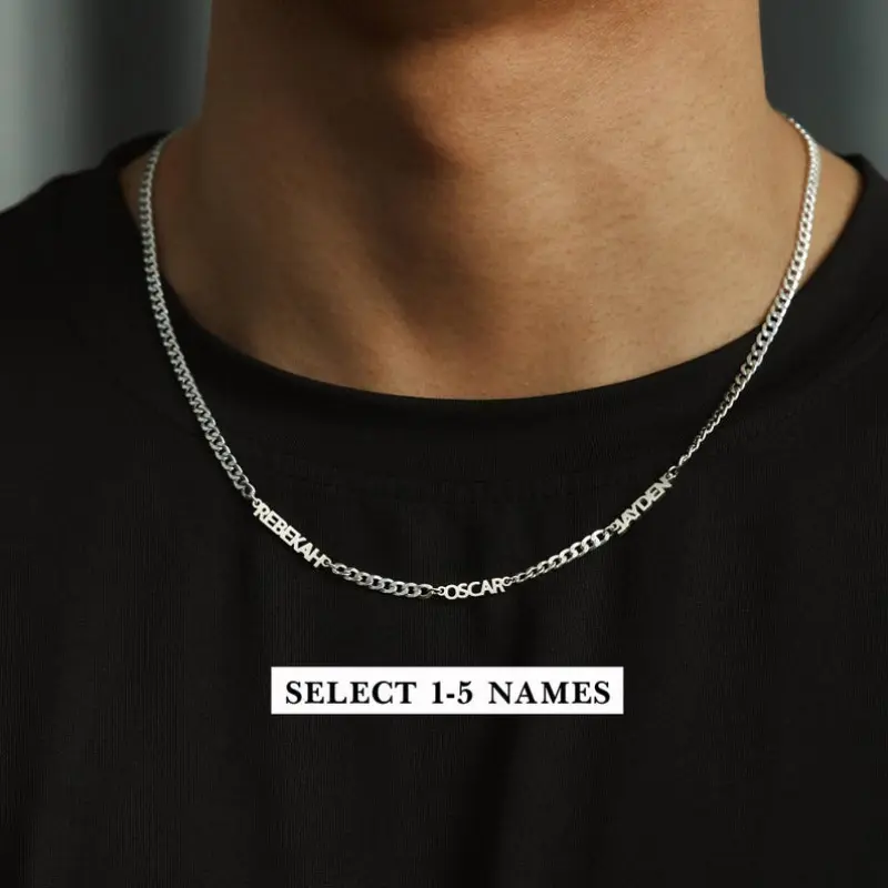 AS106 Happy Father's Day Dad Necklace With Kids Names, Father's Day Gift  Gift For Dad, Gift For Husband,  Names Necklace for Men