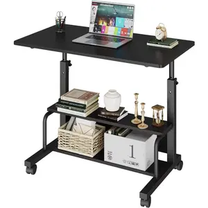 31.5" Manual Standing Desk, Height Adjustable Mobile Computer Desk with Pin-and-Knob Lock System, Ergonomic Sit-Stand Rolling Laptop Table for Home Office Small Space