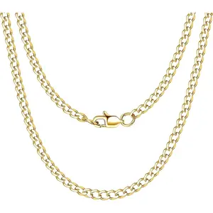 CASSIECA Men's Stainless Steel Curb Cuban Chains & Link Necklace, 3.5/5/6mm Thickness, 18/20/22/24/26in Length, Fashion Jewelry Accessory, Ideal Gift for Boyfriend