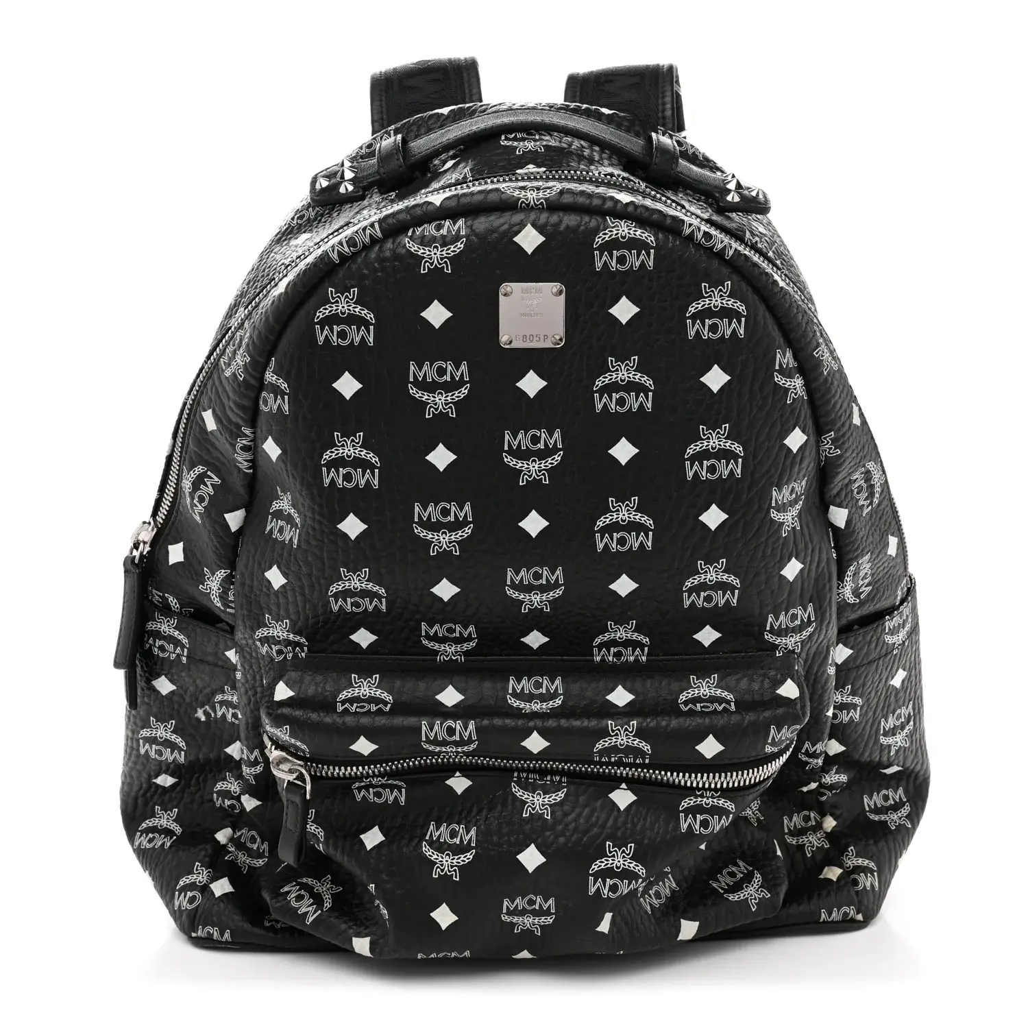 Pre-owned MCM Coated Canvas Backpacks Visetos Medium Stark Backpack Black
