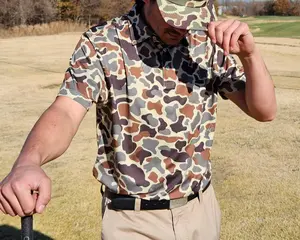 Men’s Bottomland Camo Polo | Men’s Performance Polo | Classic Deer Camo, Whitetail & Duck Hunting Inspires Golf Shirt