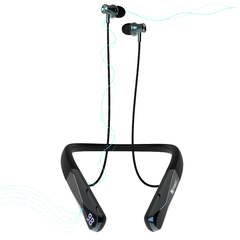 Hmusic H08 Wireless Bluetooth Neckband Earbuds Headphones - In-Ear Wireless BT Headset, Noise Cancellation, Voice Call Mic, Voice Return, Phone & Tablet Compatible, Ideal for Singing, Birthday Gifts, Neckband Earphones