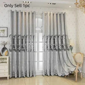Modern European Floral Pattern Window Curtain, Heavy Curtain, Minimalist Luxury Hollow Out Drapes, Decorative Curtains for Balcony Bedroom Living Room, Home Decoration Curtain