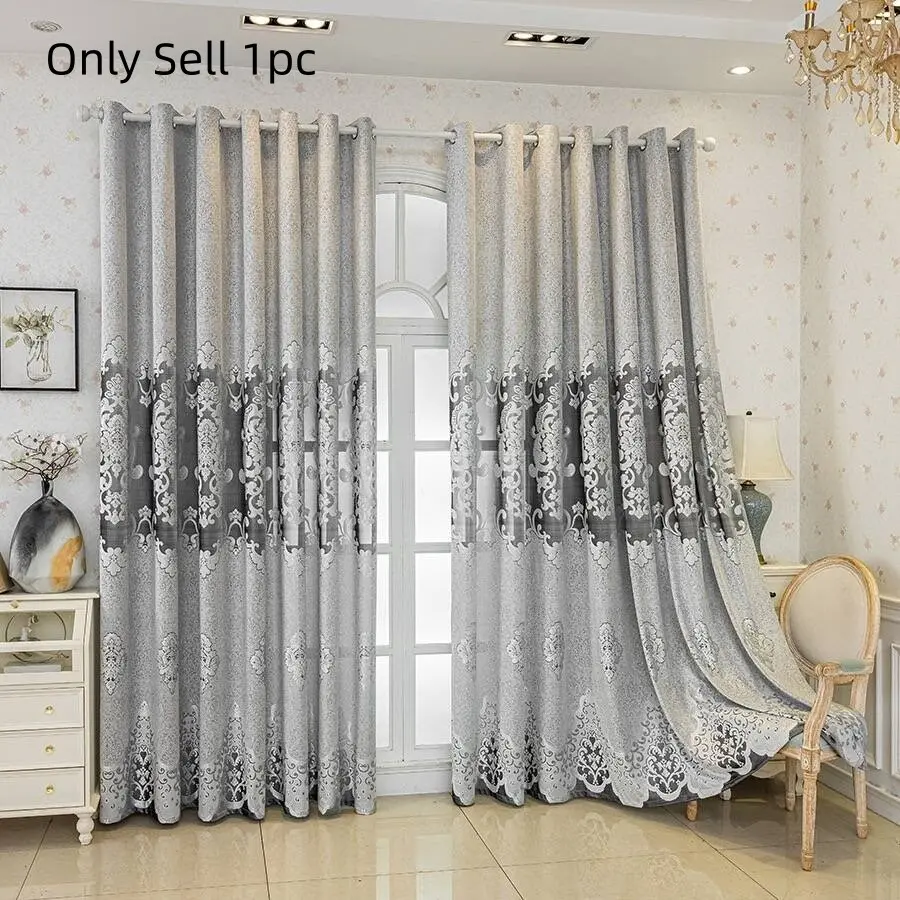Modern European Floral Pattern Window Curtain, Heavy Curtain, Upgrade Curtain, Minimalist Luxury Hollow Out Drapes, Decorative Curtains for Balcony Bedroom Living Room, Home Decoration Curtain