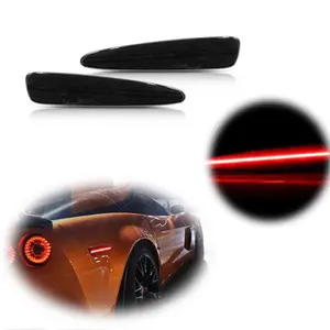 2PCS Smoked Lens Red LED Rear Bumper Side Marker Lights For Chevrolet Corvette C6 2005 2006 2007 2008 2009 2010 2011 2012 2013 Replace OEM 10440721, 10440722, GM2551196, 10316651