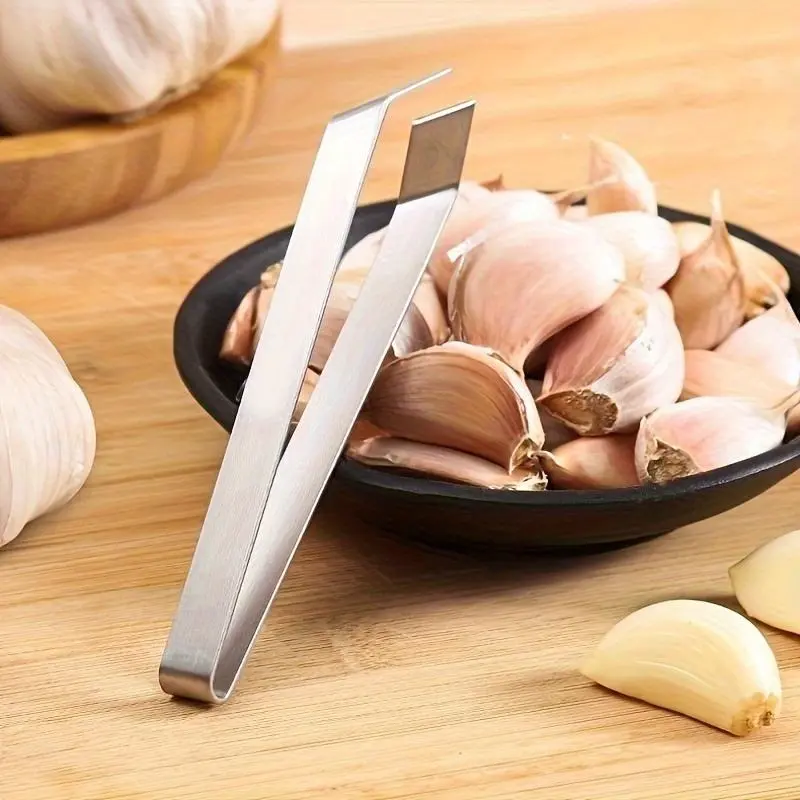 2pcs Stainless Steel Garlic Peeler, Suitable For Peeling Garlic And Removing Fish Bones, Stainless Steel Pig Hair Clamp, Kitchen Stuff, Kitchen Gadgets