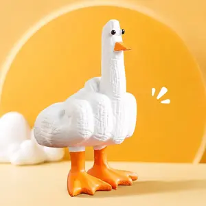Creative Middle-Finger Duck Resin Ornament, Home Decor Ornament, Cute Animal-Themed Statue, Unique Humorous Desktop Decor, Perfect Gift Idea