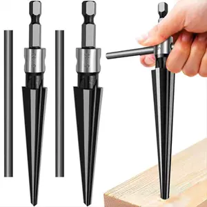 45 Steel Tapered Reamer Set - 1 Set 2-Piece Tool Organizer Accessory, 6-Slot Hex Reamer, 5-16mm/3-13mm Sizes, Handheld Stable Durable Hole Enlarging Tool, Metal Plates Compatible, Hand/Drill Use
