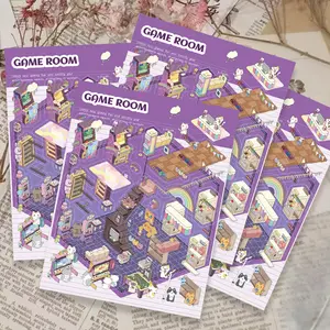 Two Sets of Miniature Landscape Stickers in Transparent PET Material, Suitable for Waterproof Decoration on Suitcases, Phone Cases, Laptops, Helmets, Skateboards, and Other Creative DIY Projects.