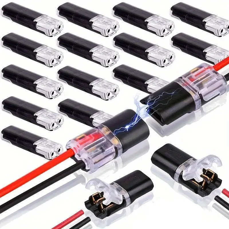 Plug-In Type LED Connector, No Soldering Required, No Stripping Needed, Dual Line Quick Wire Terminal, Tool-Free Plastic Connector