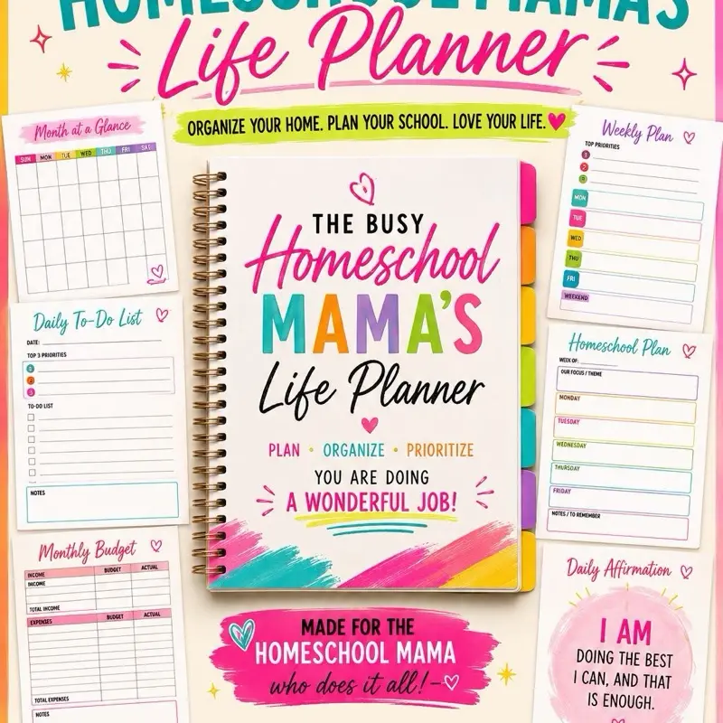 Homeschool Mama's Life Planner - Organizer for Homeschooling Scheduling, Task Tracking & more!