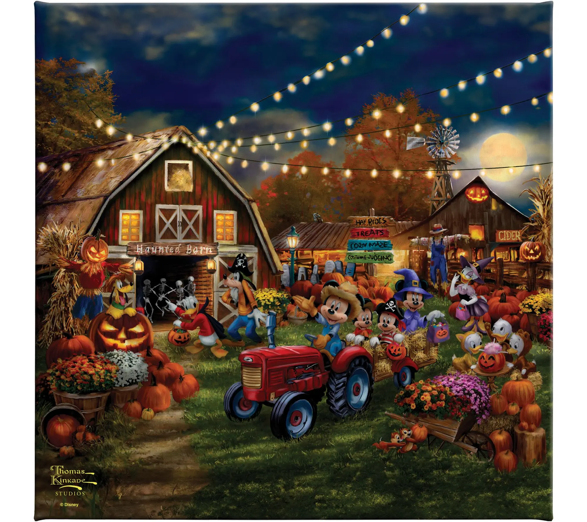 Thomas Kinkade Mickey&Minnie Pumpkin Festival 14x14GalleryWrap