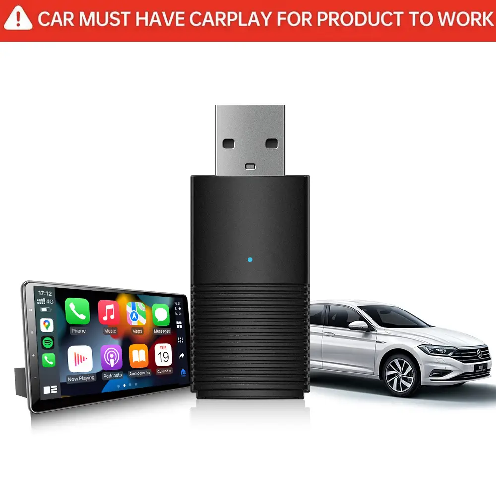 Small Wireless Car Play Dongle,Converts Wired to Wireless for Factory Wired CarPlay Cars from 2016, Plug & Play, Online Update,Ottocast