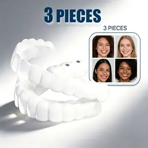 【3 Pairs】Non Medical Snap On Cover for Teeth Instant Visual Look Enhancer Instantly Achieve a Confident Smile Soft Flexible Reusable Easy Moldable Accessory