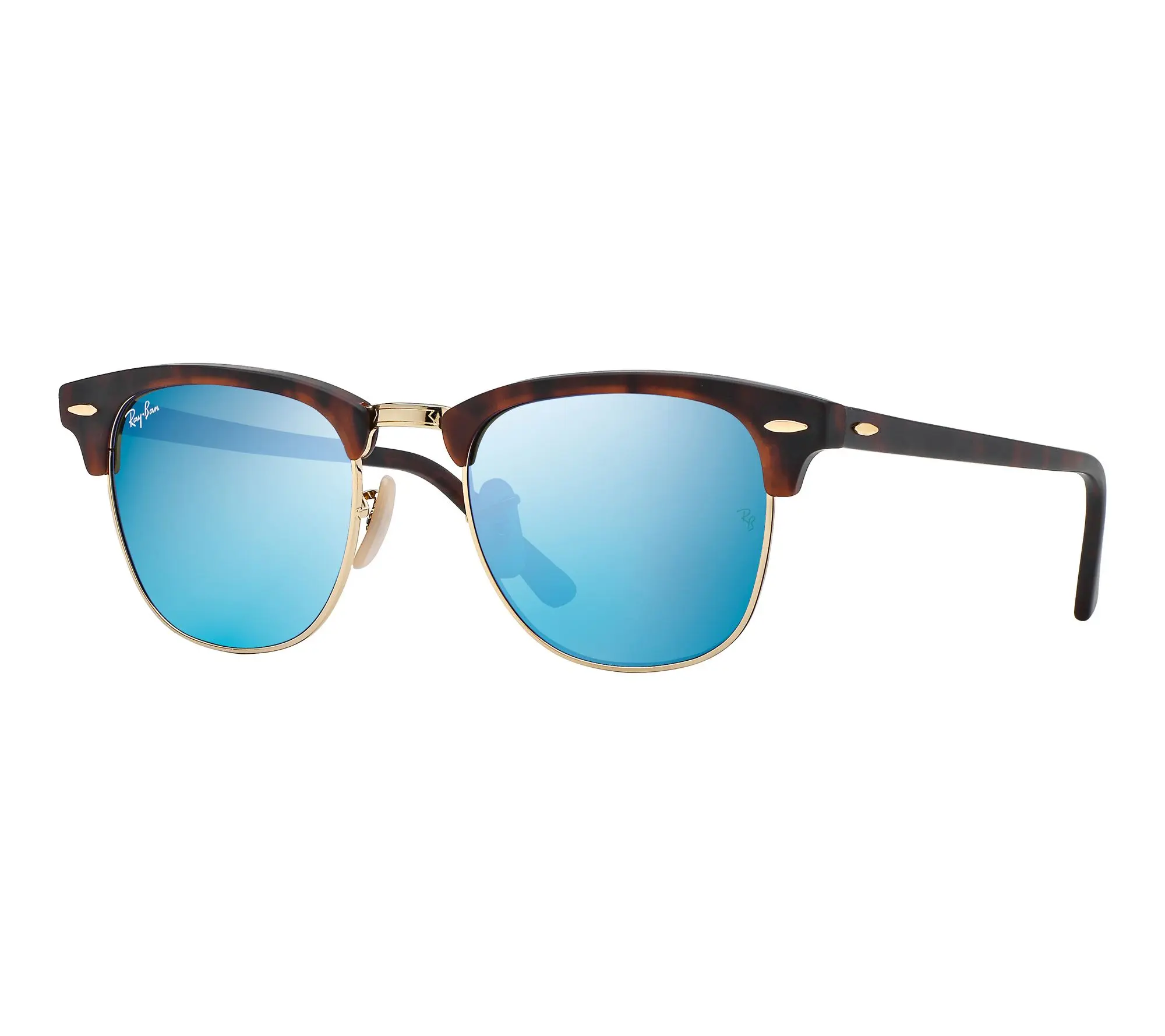 Ray-Ban Clubmaster Flash Lenses Sunglasses-Matte Havana/Blue