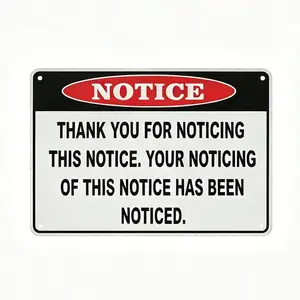 TikTok Viral Novelty Metal Sign | "Thank You For Noticing" Funny Wall Art for Cave