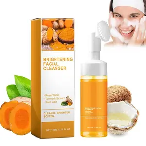 TURMERIC&KOJIC Deep cleansing Turmeric Brightening Facial SkincareCleanser, Comfort Deep Cleansing , Shower Products Facial Cleansers 100ml Turmeric + Kojic Acid Foaming Facial CleanserSilicone Brush Cleansing Skincare was