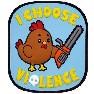 Funny PVC Patch For Tactical Gear - I Choose Violence Chainsaw Chicken Morale Design