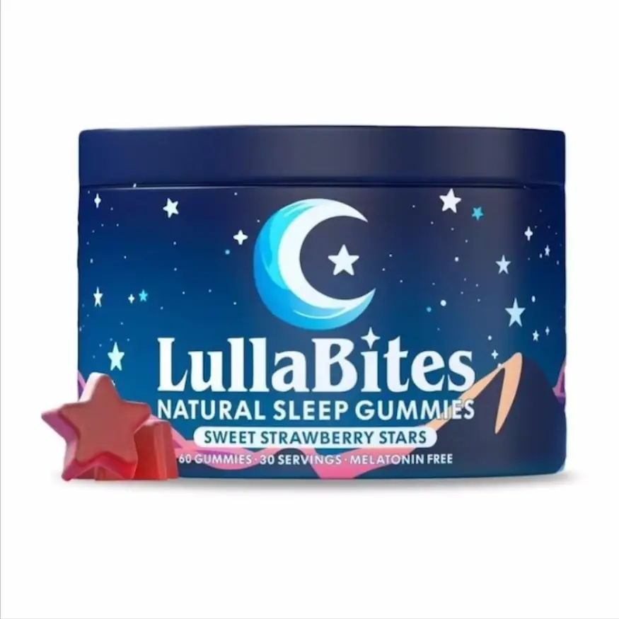 LullaBites Natural Sleep Gummies - 30 Servings-Sweet Strawberry Stars (Melatonin Free)