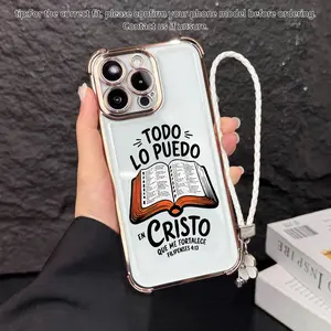 Bible Verse Aesthetic Christian Pattern Four Corner Anti-Fall Phone Case with Lanyard for iPhone 17 16 15 14 13 12 11 Pro Max Plus Samsung Galaxy S25 S24 S23 S22 Transparent Cover