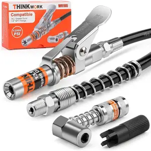 THINKWORK 12000 PSI Quick Release Grease Machine Coupler Set Car Repair Tool Automotive Maintenance Tools with 90° Grease Coupler Adaptor for Tight Spaces