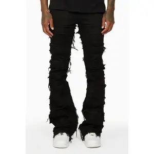 Shake Black Stacked Flare Jean