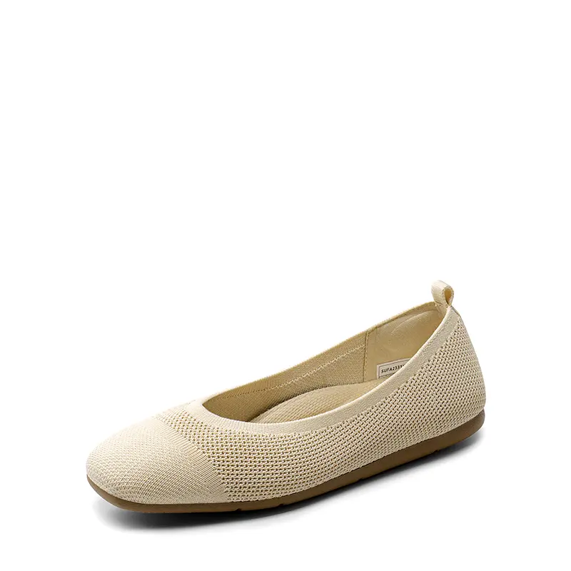 Dream Pairs Women's Knit Square-Toe Casual Classic Chic Slip-On Ballet Flats - 2mm Lightweight Breathable Shoes with Arch Support, Latex Layer, Flexibility for Daily Wear Footwear, Walking Shoe