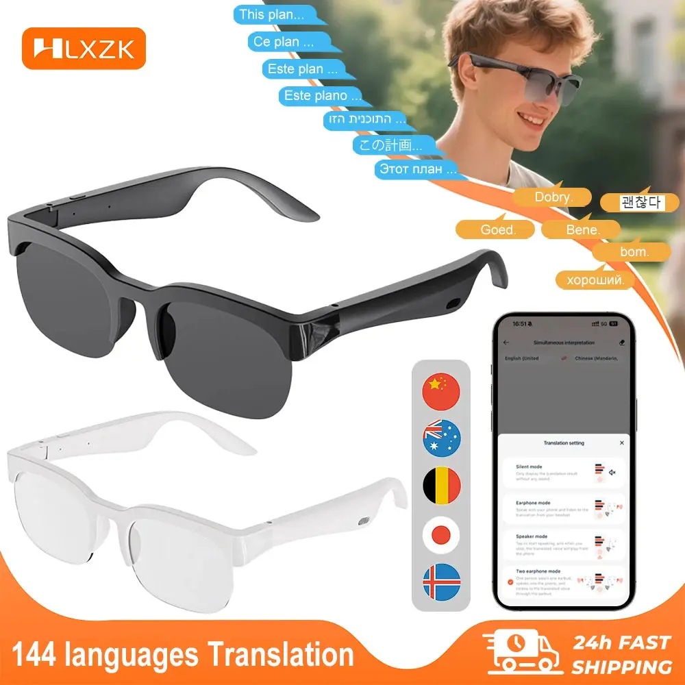 XG89 Bluetooth Translator Smart Glasses with Audio, Calls and App Translation