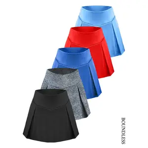 5-Piece Women’s Tennis Skirt Set – Black/Purple/Orange and Wine, Elastic Waist Skorts